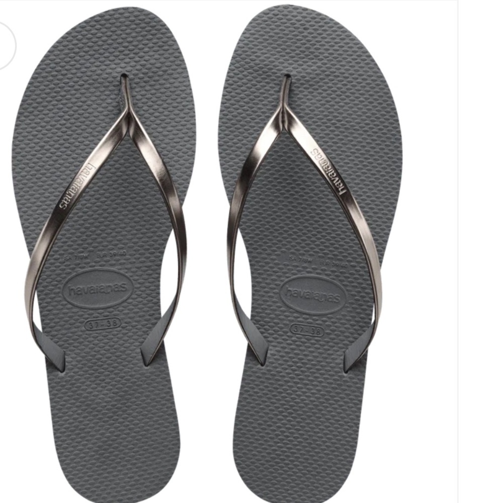 Havaianas Metallic Steel Gray& copper Flip Flops
